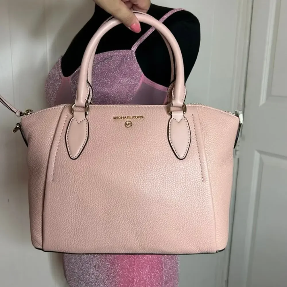 ♡ Michael Kors Pink Sienna Pebbled Leather Satchel (HB-14)